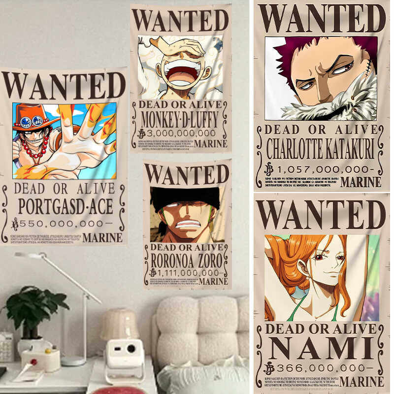 Wall Scroll Tapestry - One Piece Manga Tapestry Wanted Poster