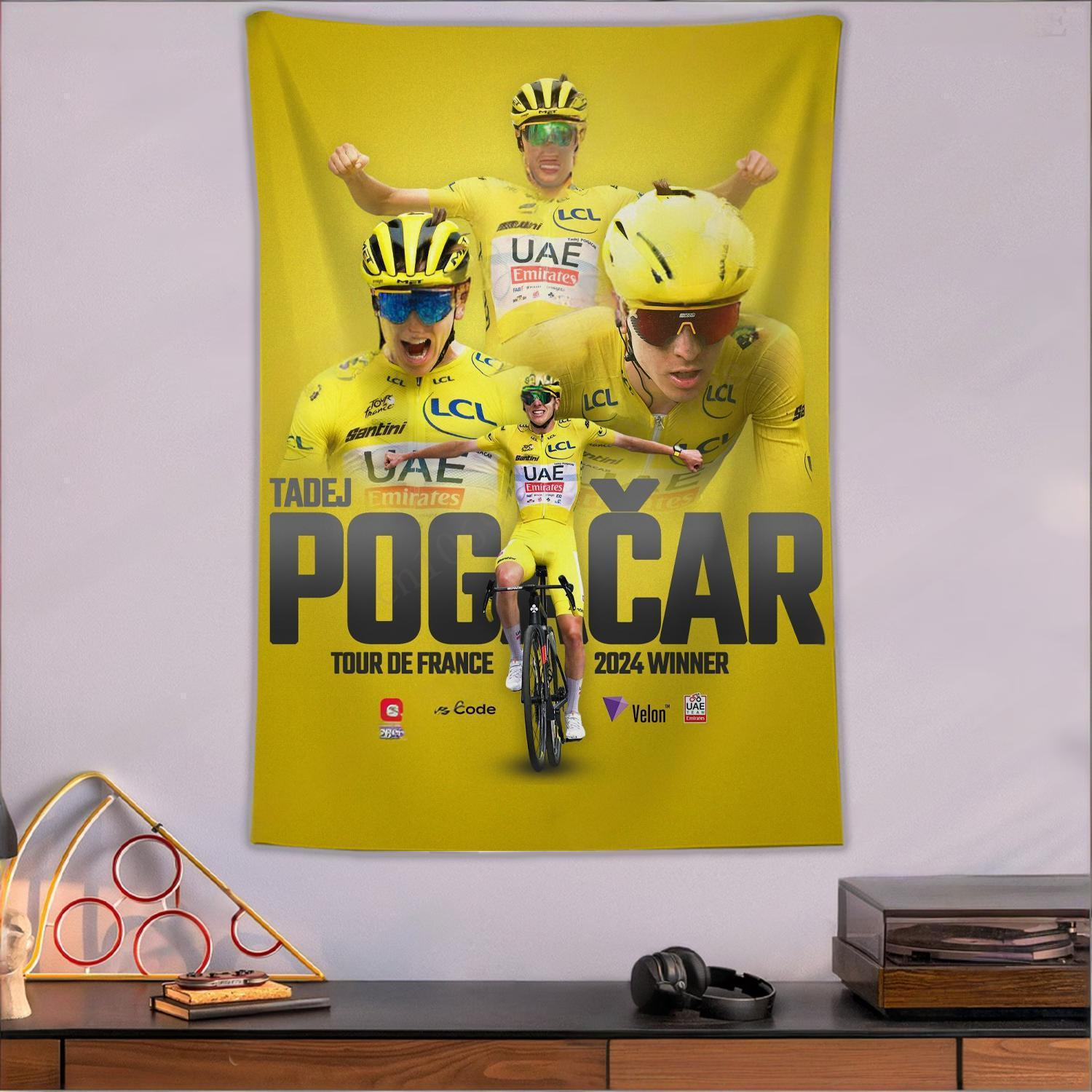 Wall Scroll Tapestry - Tadej Pogacar Tapestry Bicycle Poster Wall