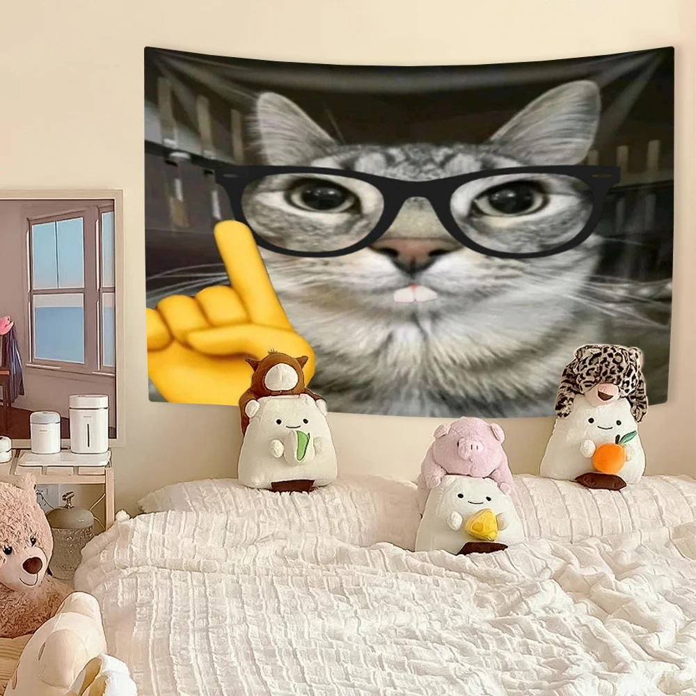Funny Cat Meme Tapestry, Kawai - Wall Scroll Tapestry ulasan dan harga