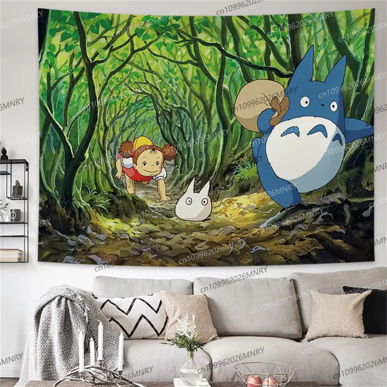 Hayao Miyazaki Totoro Backgrou - Wall Scroll Tapestry ulasan dan harga