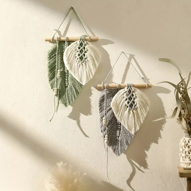 Handmade Macrame Leaf Wall Han - Wall Scroll Tapestry ulasan dan harga