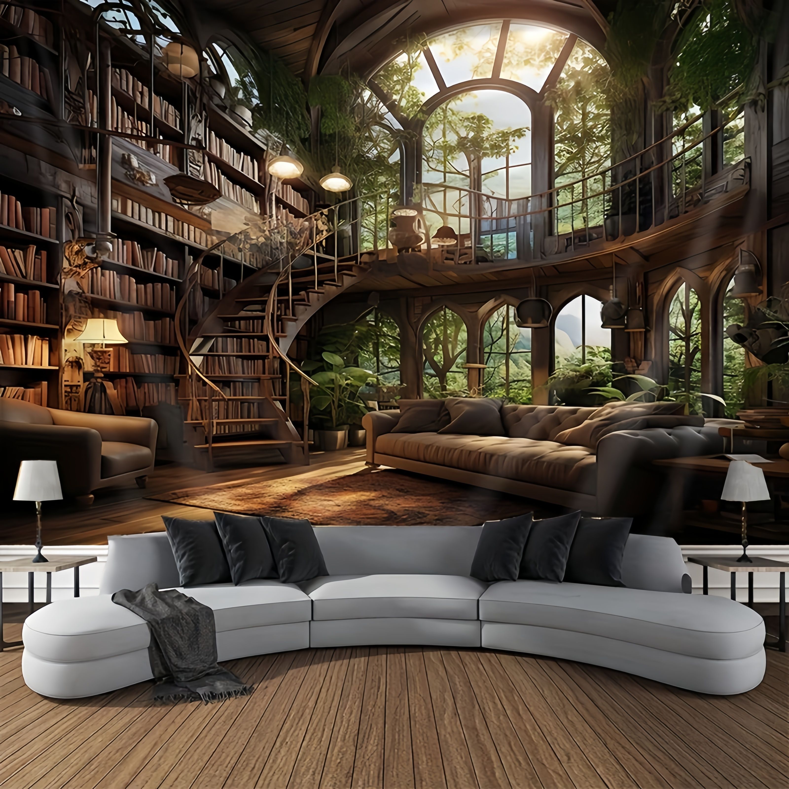 1 piece vintage bookshelf patt - Wall Scroll Tapestry ulasan dan harga