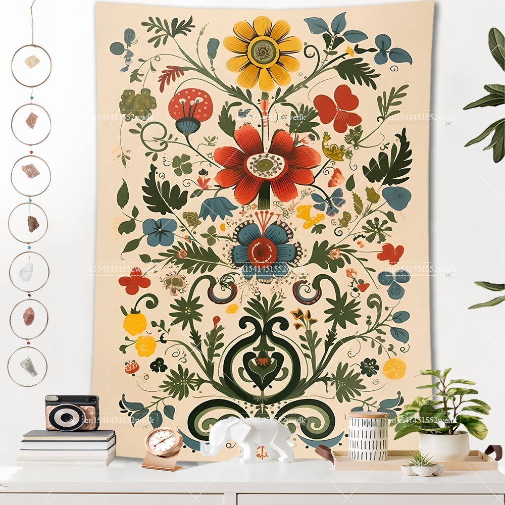 Boho Vintage Mexican Flowers T - Wall Scroll Tapestry ulasan dan harga