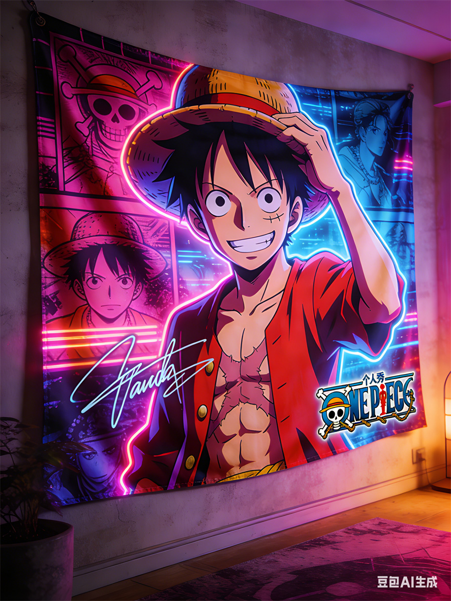 One Piece Luffy 3D Effect Wall - Wall Scroll Tapestry ulasan dan harga