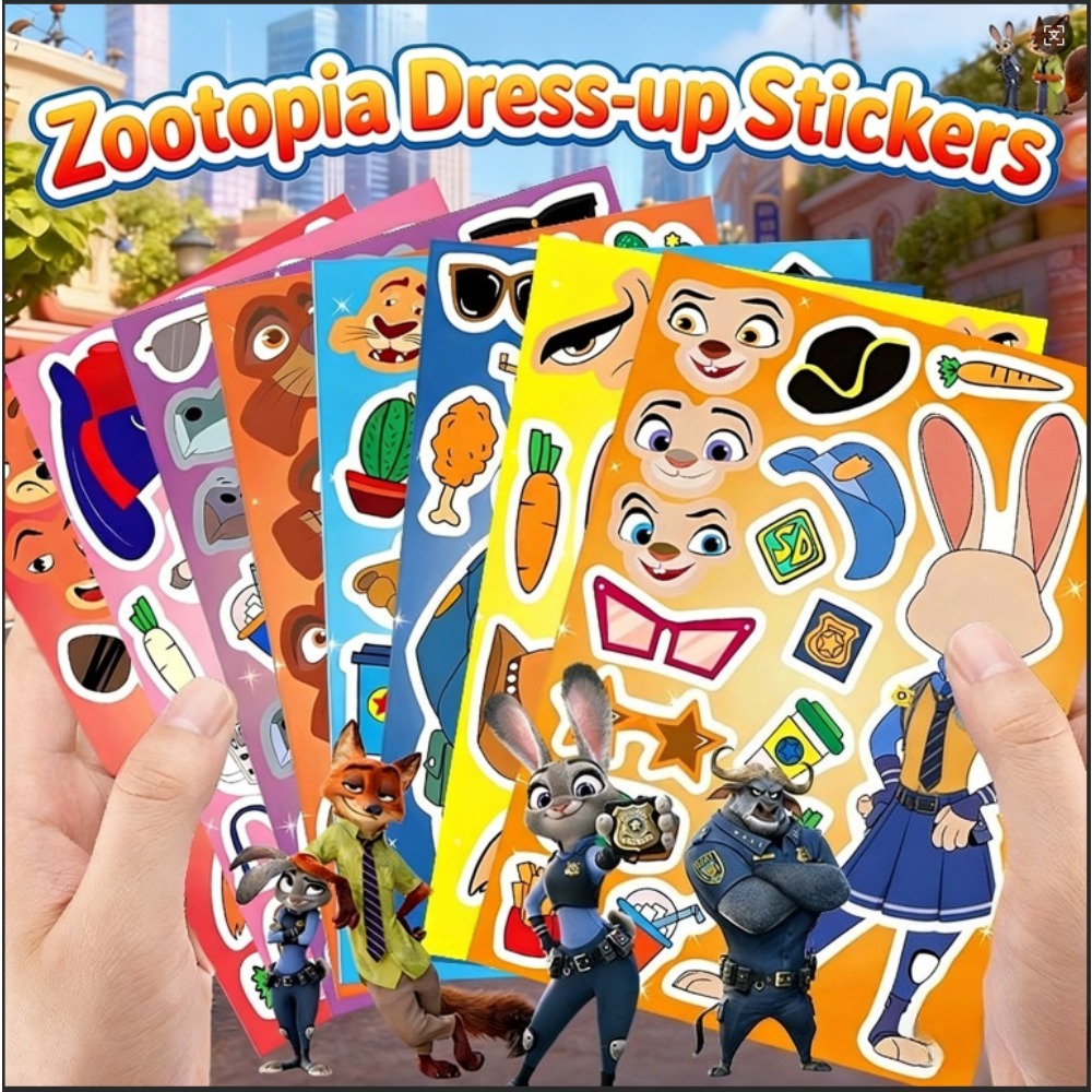 8pcs Zootopia Dress-Up Sticker - Anime Merchandise Dress ulasan dan harga