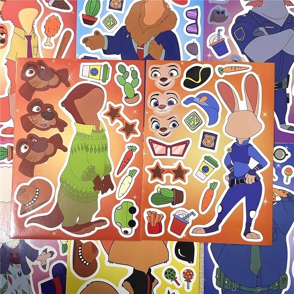 8pcs Zootopia Dress-Up Sticker - Anime Merchandise Dress ulasan dan harga