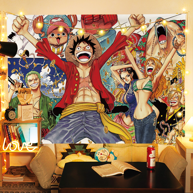Anime One Piece Luffy Backgrou - Wall Scroll Tapestry ulasan dan harga